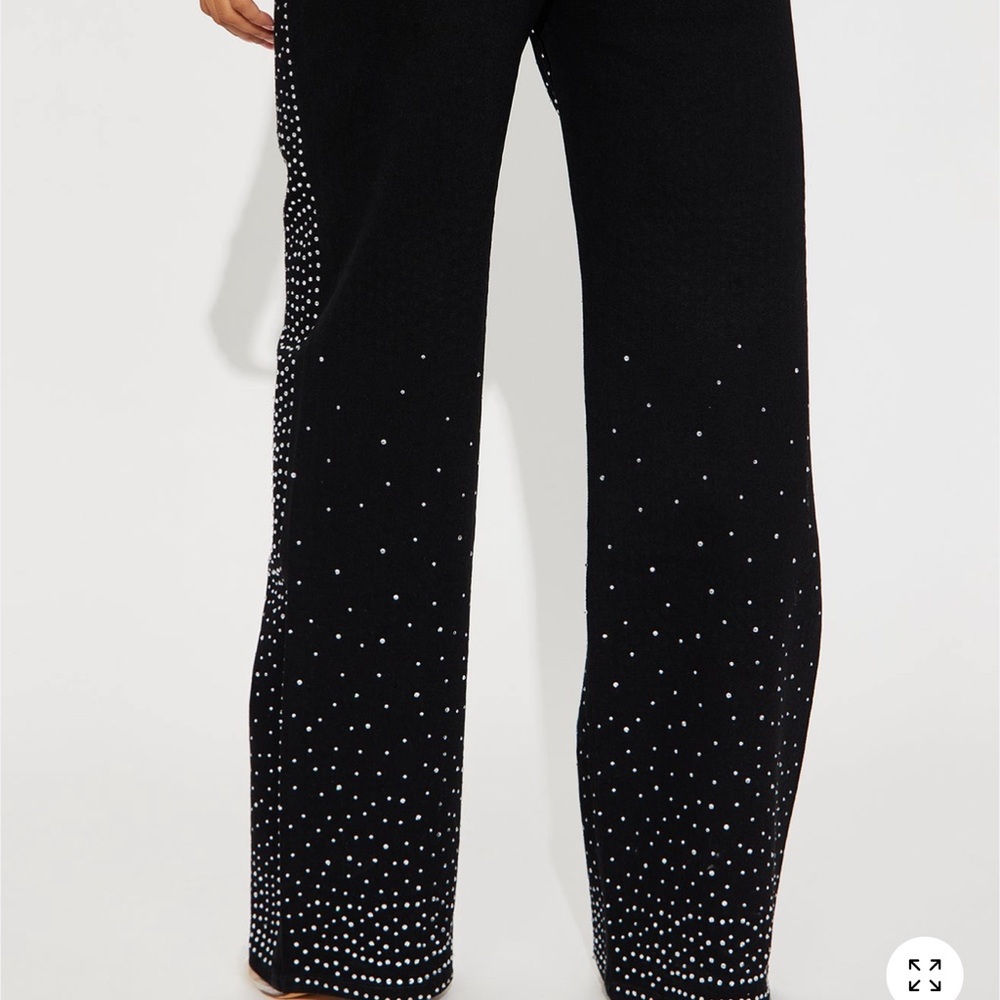 Black Rhinestone Embellished Women's Pants - Picture 3 of 6